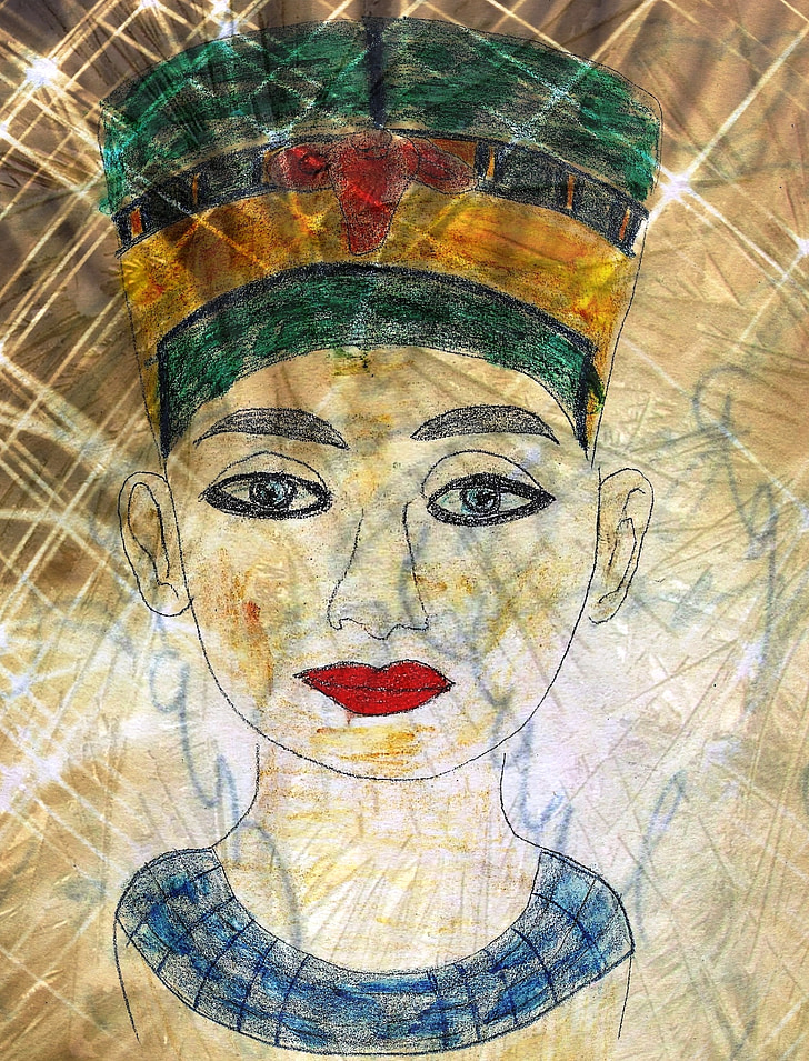 egypt, pharaonic, bust, art, famous, painting