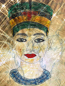 Egipto, faraónico, busto, arte, famosos, pintura