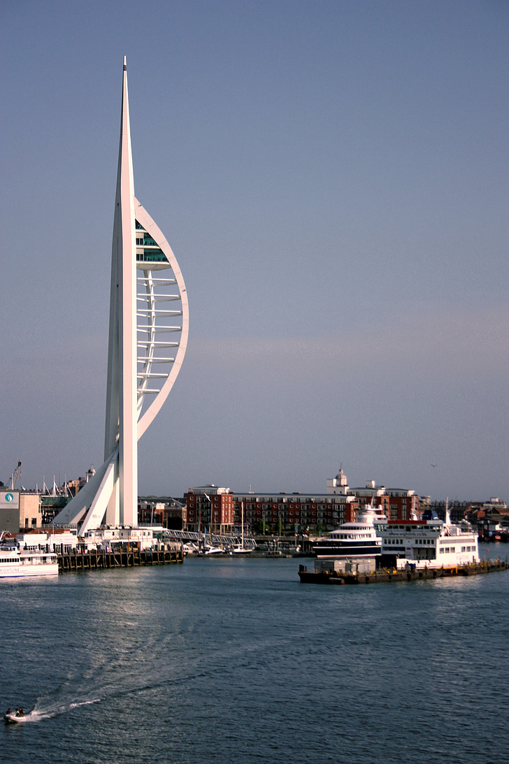 voda, přístav, Spinnaker, věž, Portsmouth, Anglie, Já?