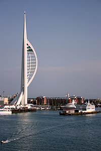 vandens, uosto, Spinaker, bokštas, Portsmouth, Anglijoje, jūra