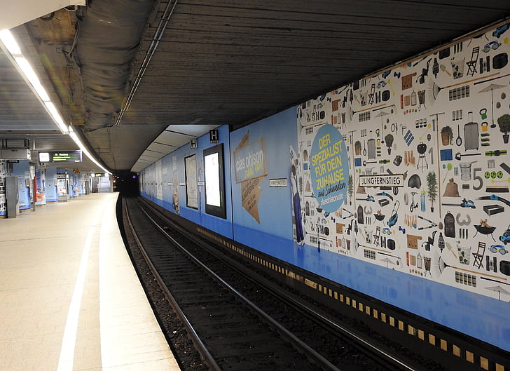 metrou, opreşte-te, părea, în subteran, platforma, gleise, traficul feroviar