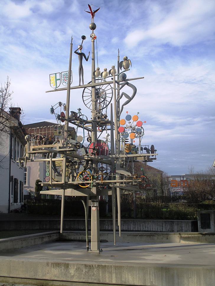 Đài phun nước, nước lưu vực, nước tính năng, tác phẩm điêu khắc, tác phẩm điêu khắc cơ khí, amriswil, Thurgau