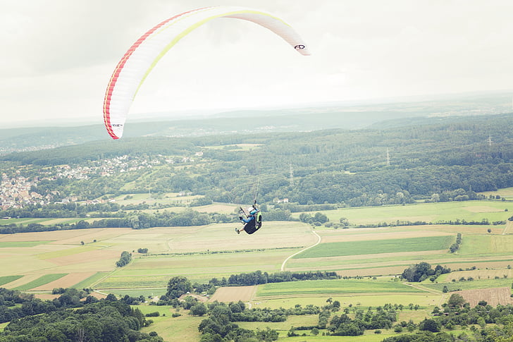 paragliding, sport, fly, parachute, dom, float, mountains