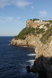 Mallorca, obala, morje, strmo pobočje, skala, mestu Banyalbufar