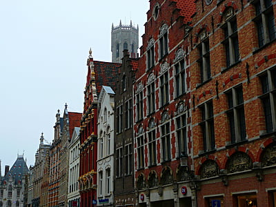 Brugge, Brugges, Belgia, byen, arkitektur, bygninger, fargerike