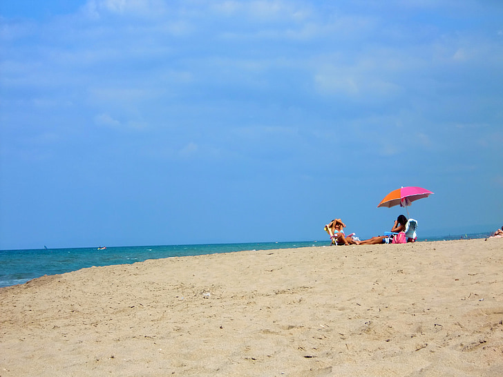 Beach, tenger, homok, nap, lány, nők, szabadidő