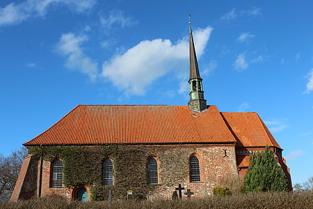 witzwort църквата st mary's, църкви, Църква, Dithmarschen, eiderstedt, сграда, архитектура