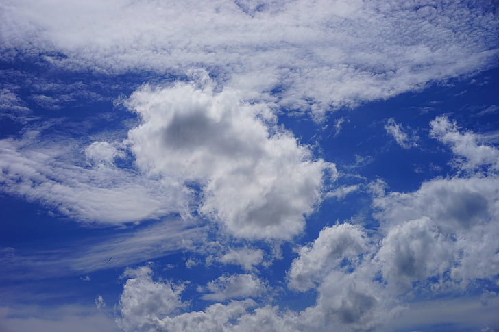 clouds, cloud formations, sky, blue, white, cloudscape, atmosphere