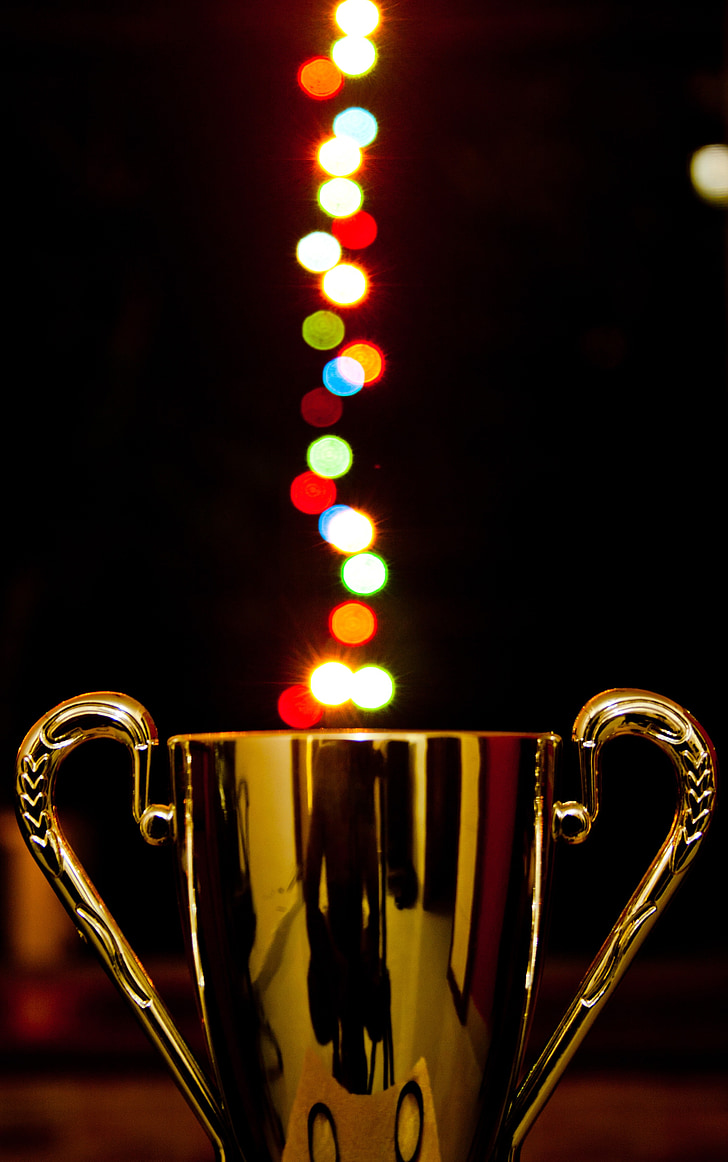 award, cup, lights, bokeh, trophy, prize, achievement