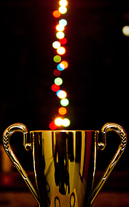 Prêmio, Copa, luzes, bokeh, troféu, Prêmio, realização