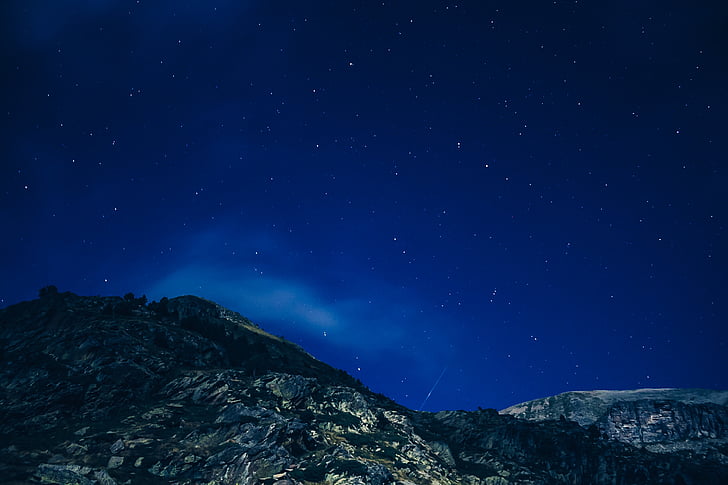 mountain, nature, nightscape, sky, stars, astronomy, star - Space