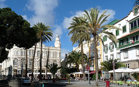 大加那利岛, 城市, 西班牙, 假日, 建筑, 棕榈树, 著名的地方