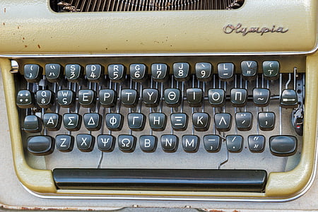 machine à écrire, vieux, Retro, Bureau, mécaniquement, clés, Metal