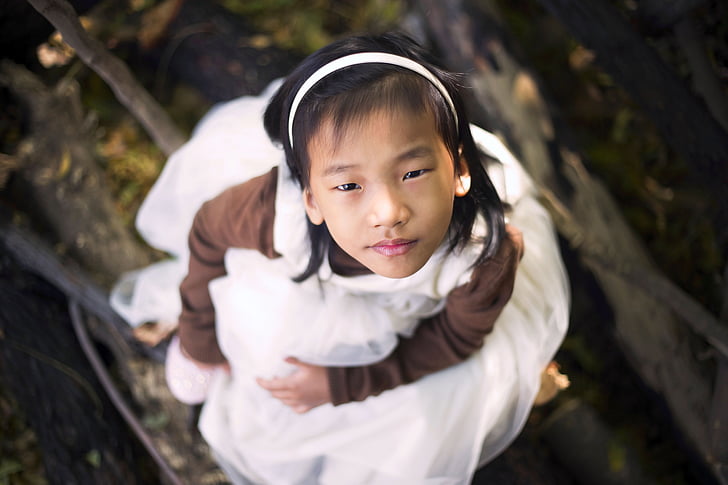 jeune fille, Chinois, Tribal, petit, enfant, asiatique, mignon