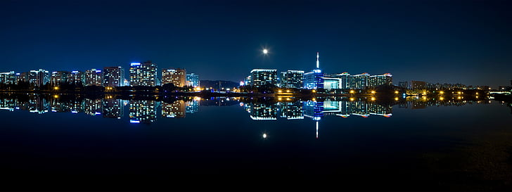 Нощен изглед, град, панорама, нощ, Сеул, модерни, на нощното небе