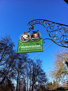 bosbouw, biertuin, hemel, blauw, bier, München