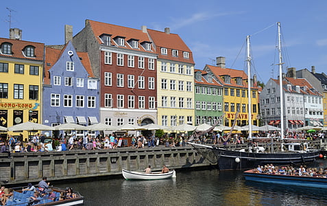 코펜하겐, nyhavn, 관광, 매력, 덴마크, 포트, 선박
