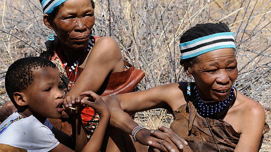 Botswana, Bushman, groep, inheemse cultuur, traditie, gezichten, headshot