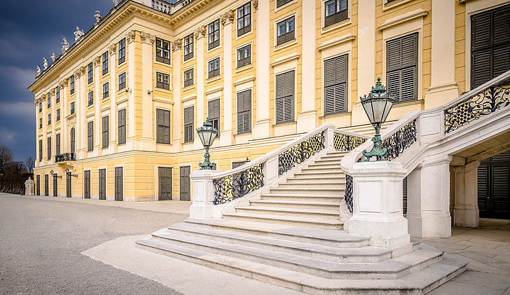 Vídeň, Schönbrunn, hrad, Zámecký park, Architektura, historicky, parku