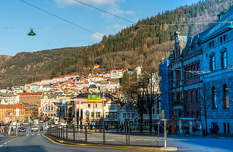Bergen, Norvégia, építészet, Skandinávia, Európa, utca-és városrészlet, turizmus