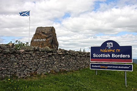 scotland, border, sign, welcome to scotland, scottish, uk, landmark