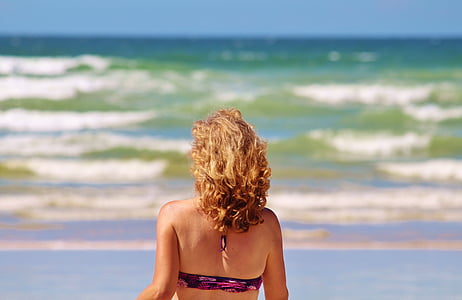 Kobieta, pływać, blond, morze, ocean indyjski, Republika Południowej Afryki, Plaża