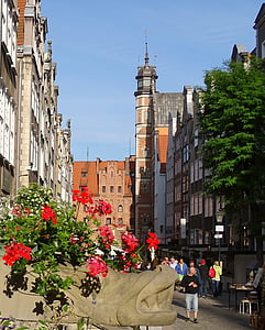 Lengyelország, Gdańsk, asszony lane, építészet, utca, városi táj, Európa