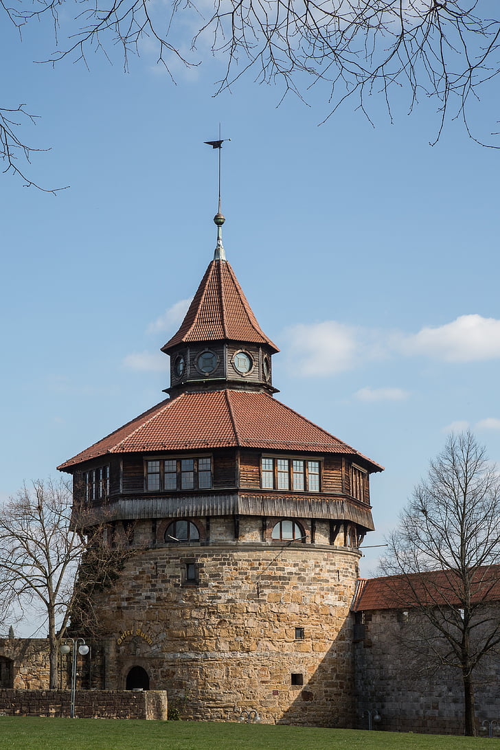 tower, middle ages, esslingen, thick tower, castle