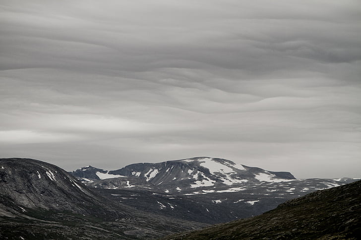 Gunung, awan, Norwegia, alam