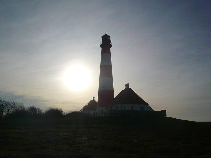 Westerhever, Mar do Norte, farol, Nordfriesland