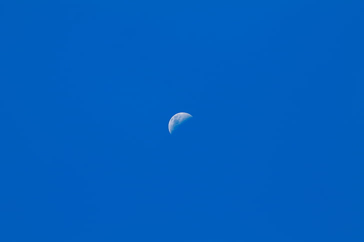moon, blue sky, celeste, peace, daytime moon, moonlight