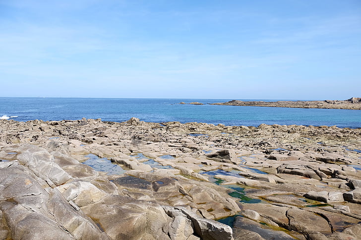 Bretagne, landskapet, sjøen, siden, blå
