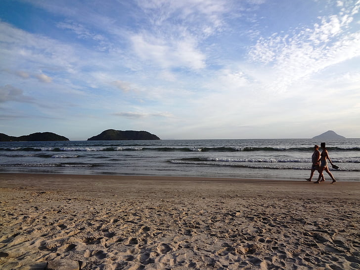 Plaża, wakacje, pieszo, ćwiczenia, Latem, Beira mar, ciepła