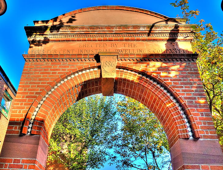 brick, arch, building, architecture, wall, old, red