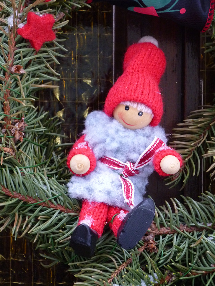 poupée, hiver, décoration, baby-doll, Bonnet de laine