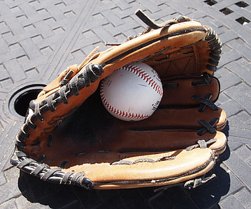 baseball hanske, ballen, sport, fange, skygge, utstyr, skinn
