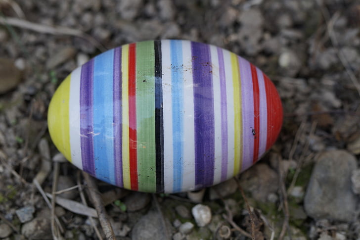easter egg, ceramic, egg, colorful, striped, lost, easter bunny