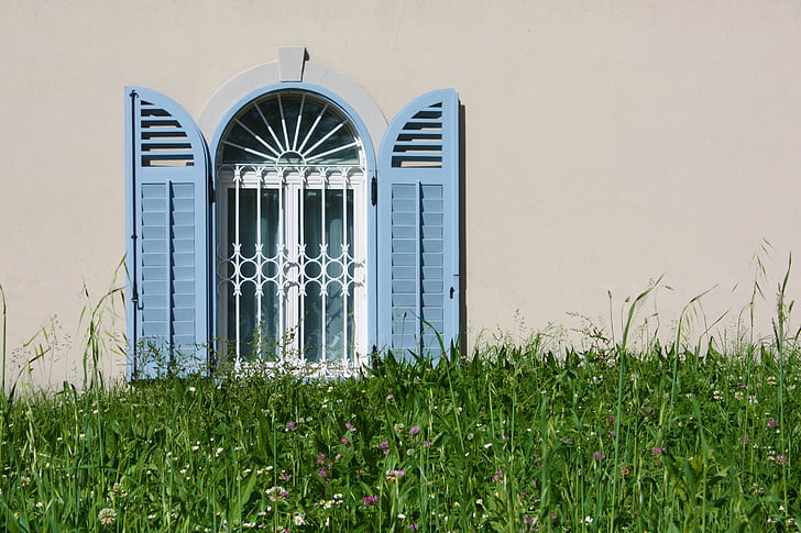 Прозорец, трева, къща, Грийн, стена, архитектура