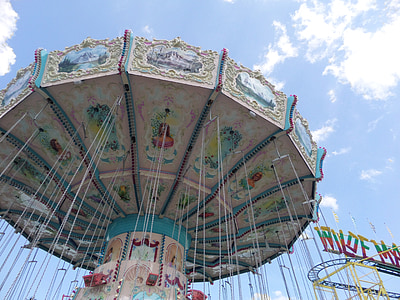 kettenkarusell, carousel, sky, blue, colorful, ride, folk festival