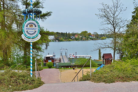 бирената градина, достъп до, знак, на езерото, стълби, peetzsee, Бранденбург