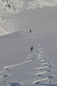 Ski, offpist skidåkning, Alpin, Norge, Lyngen, Alperna, pulver