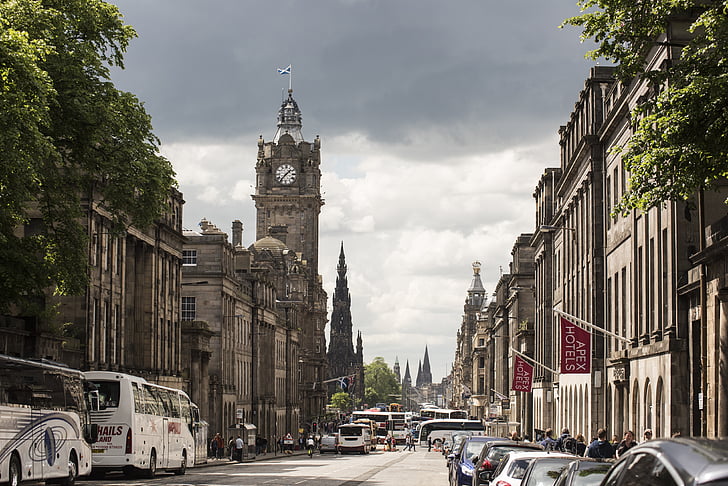 Edinburgh, Skottland, CIT, Storbritannia, arkitektur, landemerke, skotsk