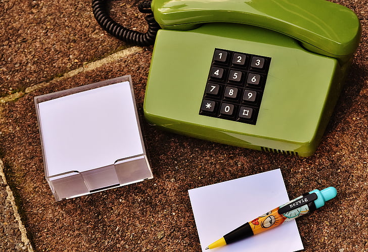 teléfono, década de los ochenta, antiguo, verde, teclas, comunicación, teléfono