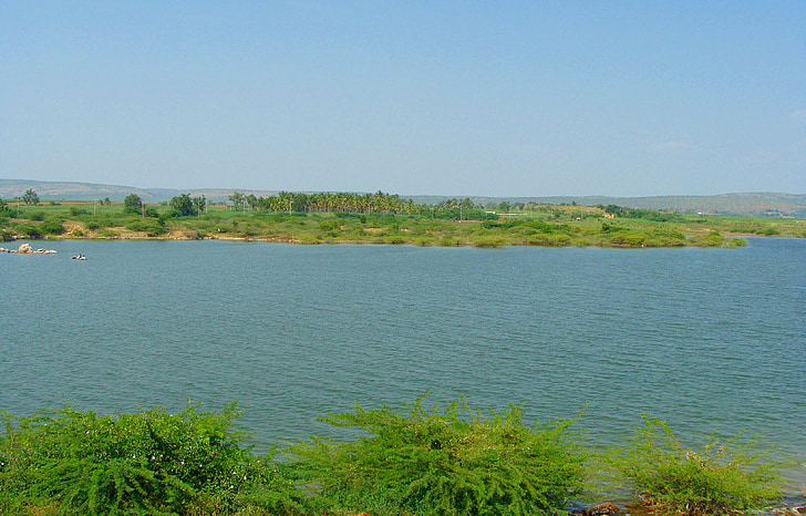 Krishna elven, backwaters, Bagalkot, Karnataka, India, vann