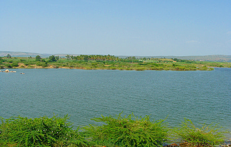 Sungai Krishna, backwaters, bagalkot, Karnataka, India, air