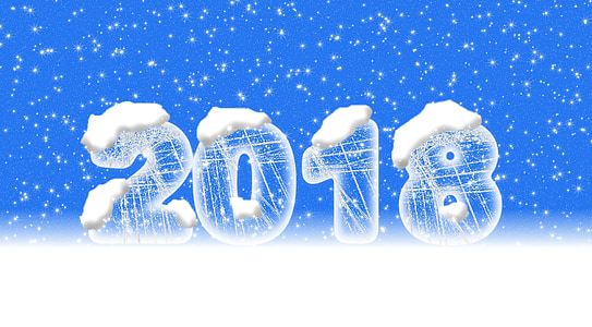 nummer, 2018, bevroren, logo, sneeuw, computergraphics, lettertype