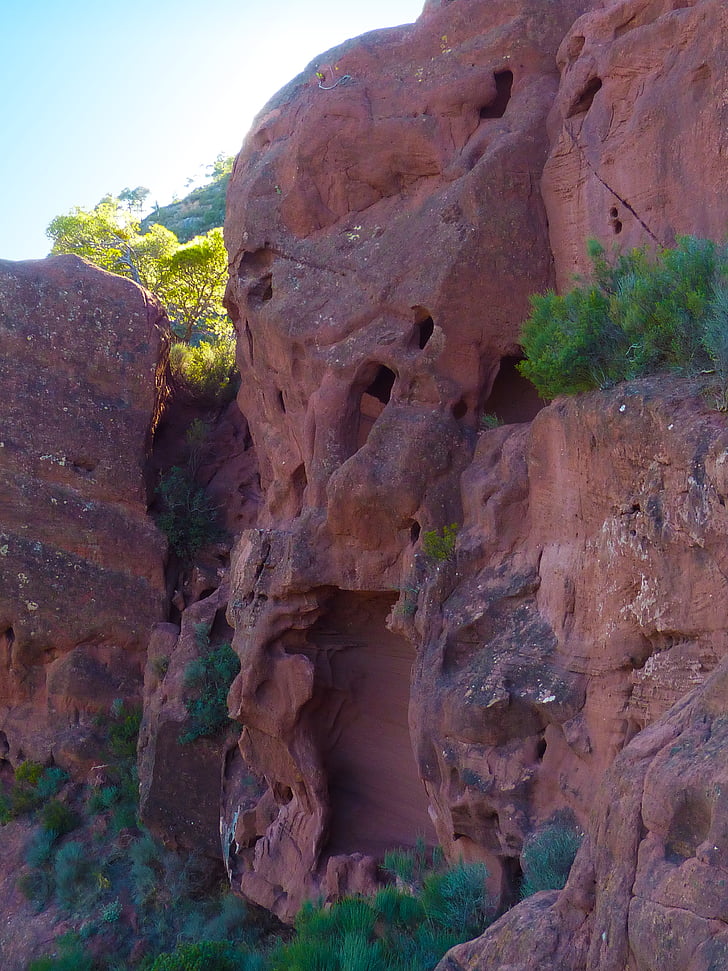 rocas rojas, piedra arenisca, montaña, erosión