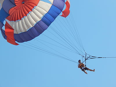 parachute, sky, air, fly, extreme, sport, adventure