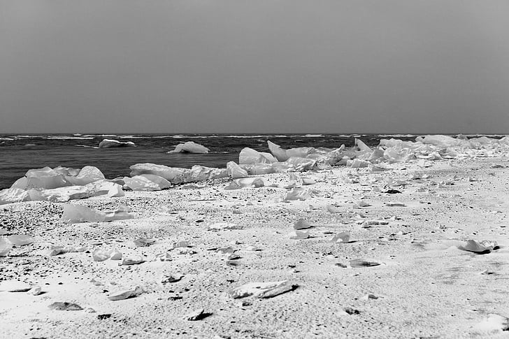 in bianco e nero, freddo, ghiaccio, Iceberg, Islanda, Jökulsárlón, neve