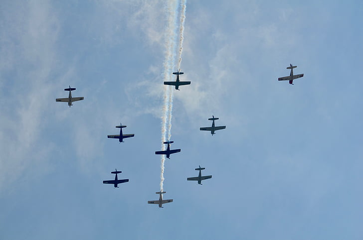 airshow, formation, smoke, aviation, aircraft, air Vehicle, airplane
